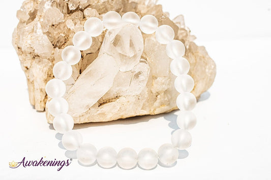 Matte Clear Quartz Bracelet-8mm
