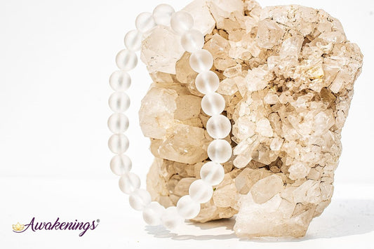 Matte Clear Quartz Bracelet-8mm