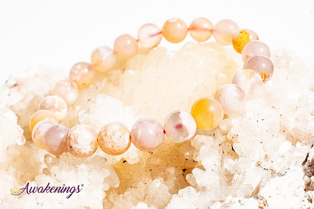 Flower Agate/Cherry Blossom Bracelet-8mm