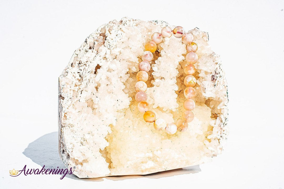 Flower Agate/Cherry Blossom Bracelet-8mm