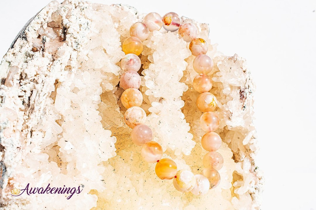 Flower Agate/Cherry Blossom Bracelet-8mm
