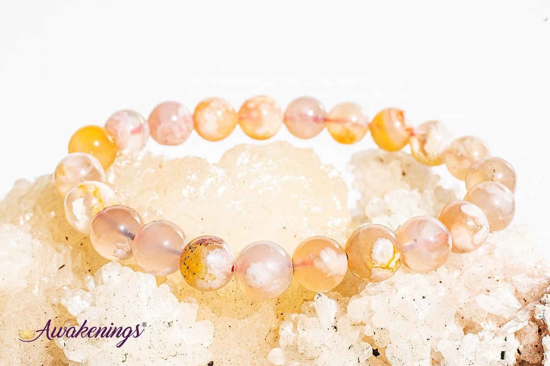 Flower Agate/Cherry Blossom Bracelet-8mm