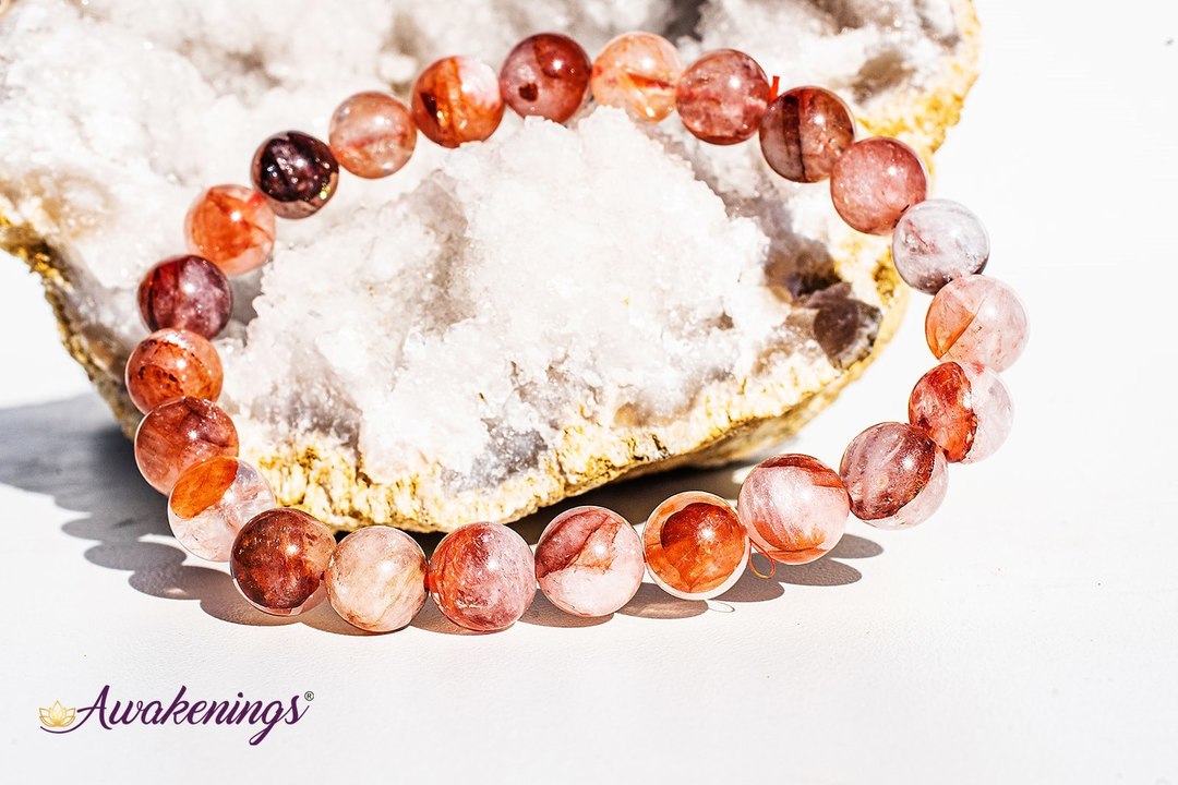 Fire Quartz/Red Hematoid Bracelet-8mm