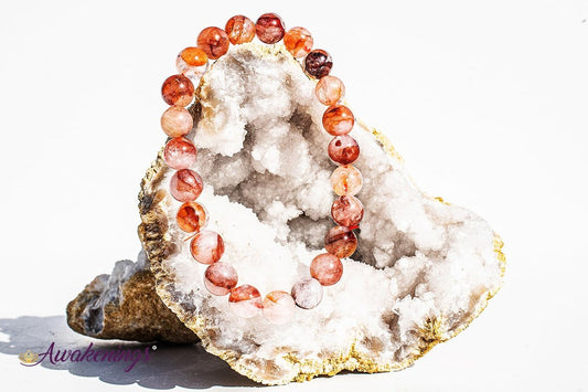 Fire Quartz/Red Hematoid Bracelet-8mm