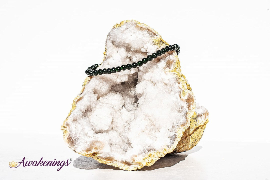 Green Sandstone/Goldstone Bracelet- 4mm