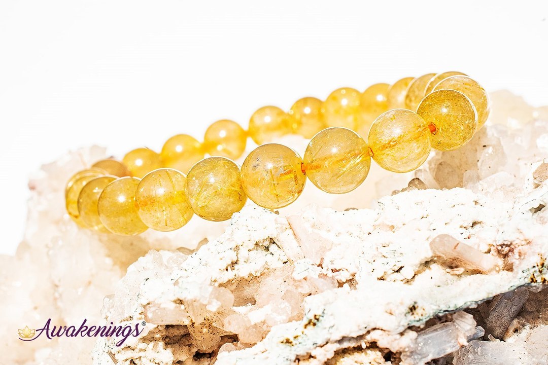 Gold Rutilated Citrine Bracelet-8mm