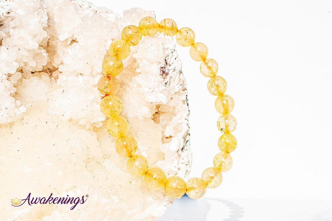Gold Rutilated Citrine Bracelet-8mm