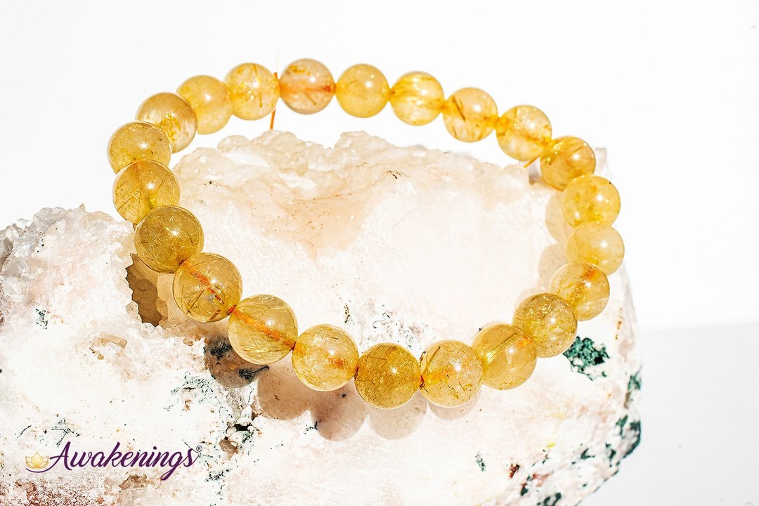 Gold Rutilated Citrine Bracelet-8mm