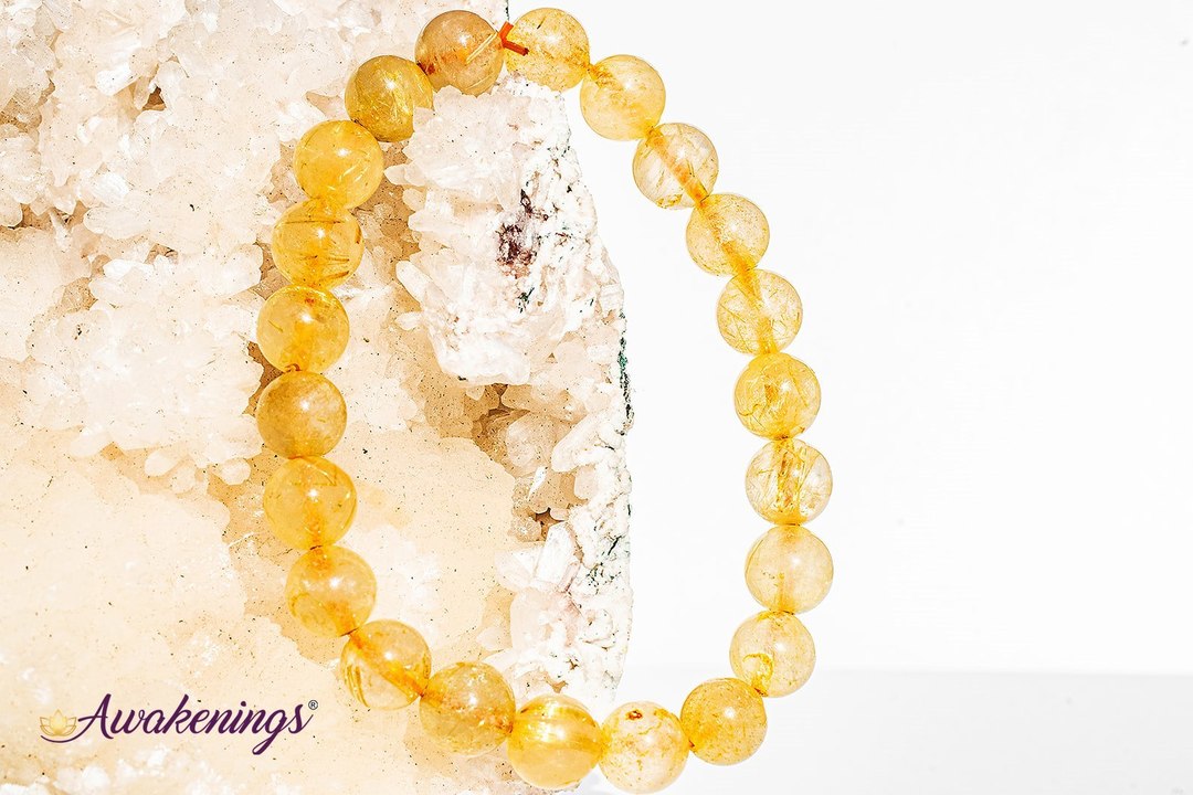 Gold Rutilated Citrine Bracelet-8mm