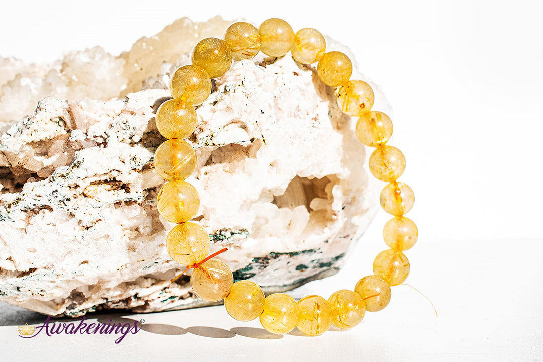Gold Rutilated Citrine Bracelet-8mm