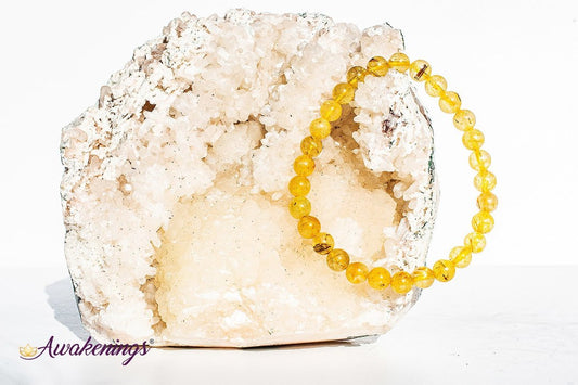 Gold & Copper Rutilated Quartz Bracelet- 6-8mm