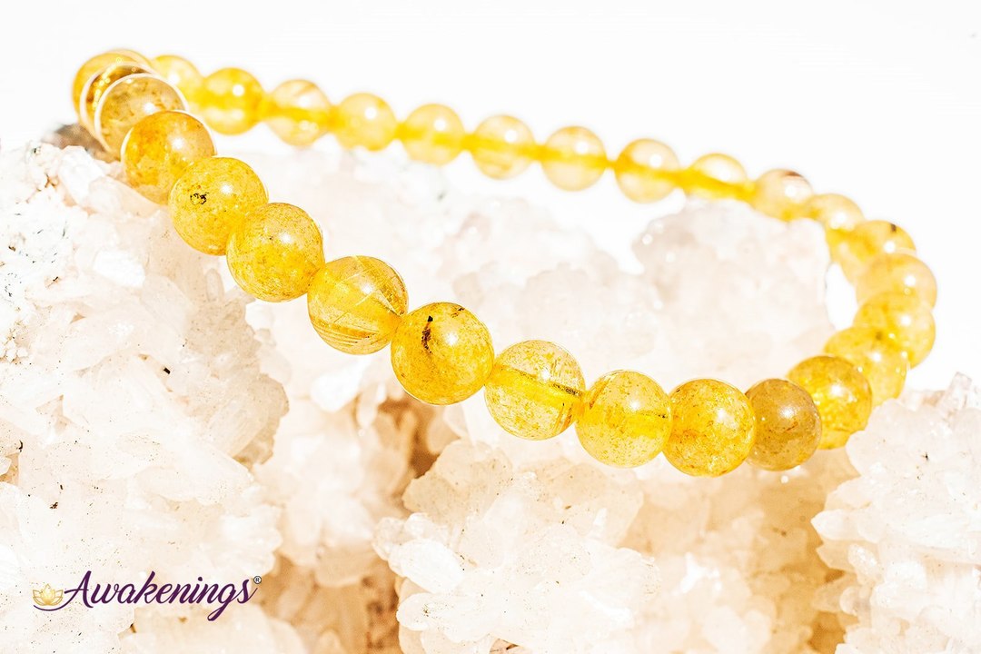 Gold & Copper Rutilated Quartz Bracelet- 6-8mm