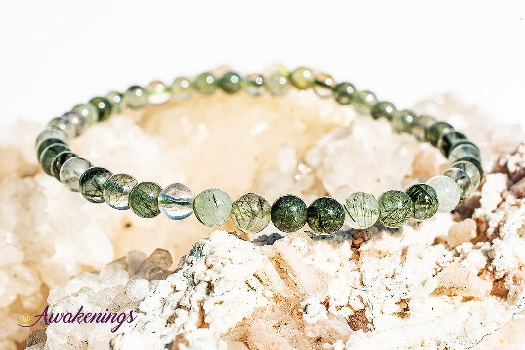 Green Rutilated Quartz Bracelet 4mm