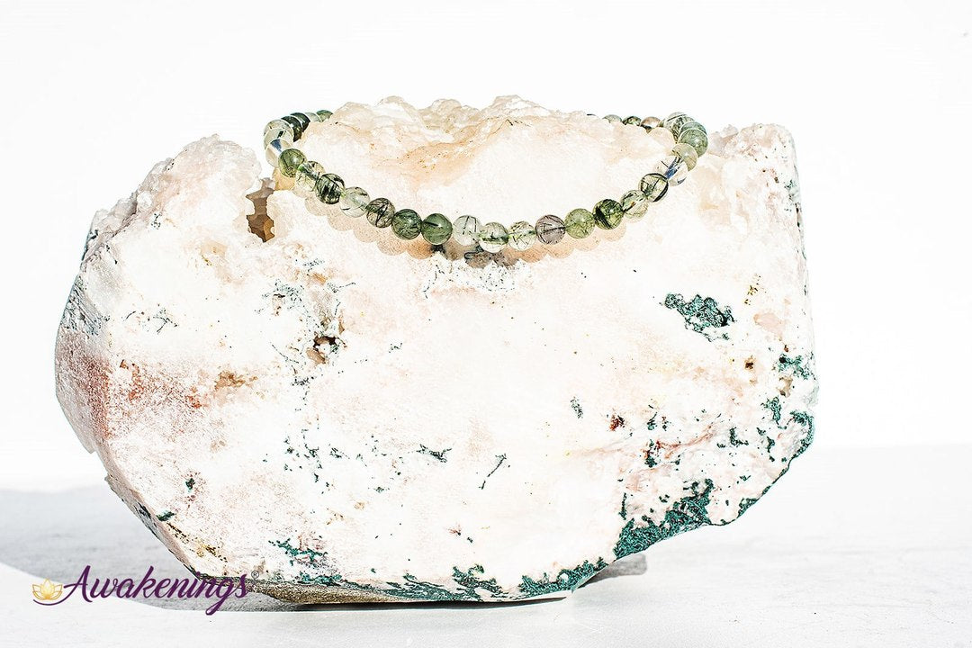 Green Rutilated Quartz Bracelet 4mm