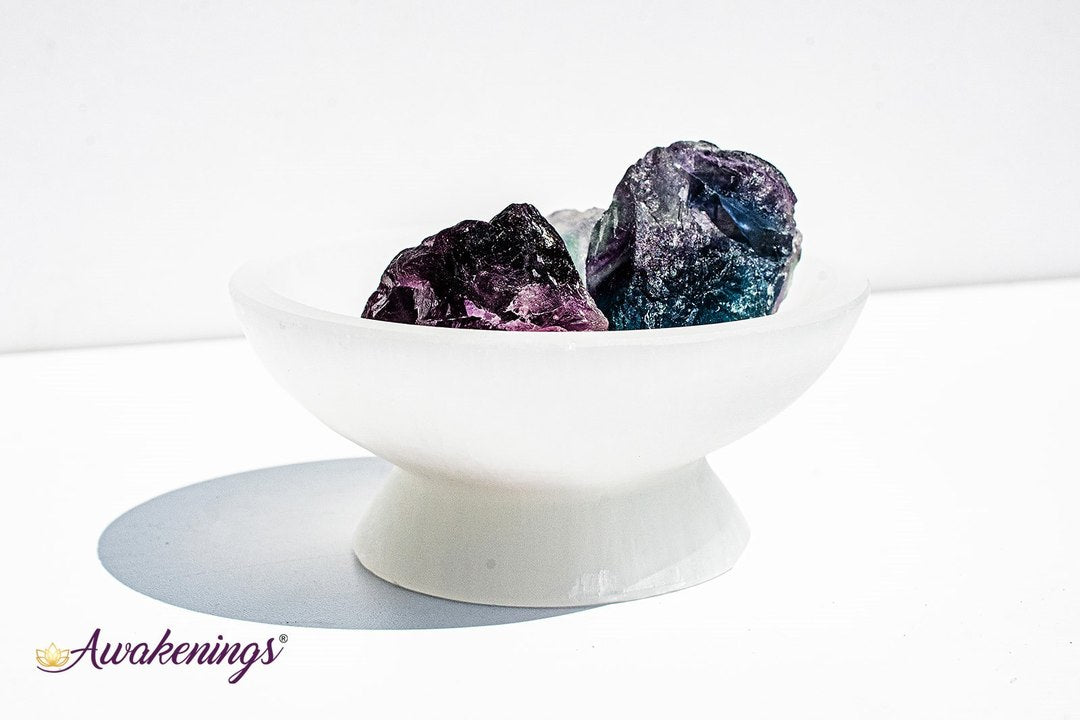 Selenite/Satin Spar Charging Bowl w/ Pedestal-Medium