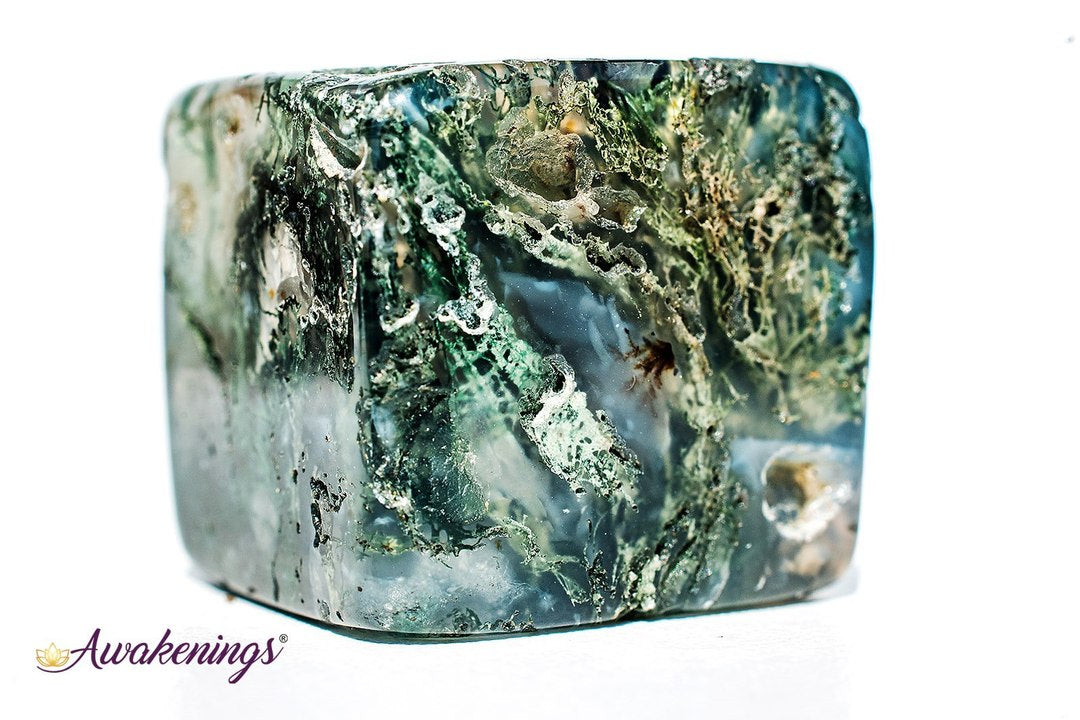 Moss Agate Cubes 1"