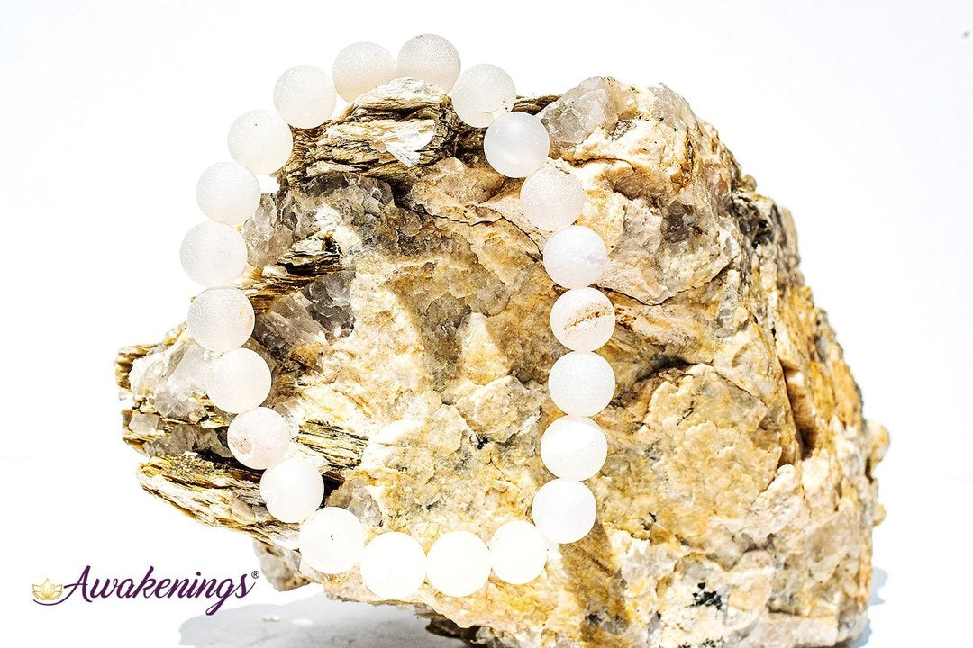 Matte White Agate Bracelet- 8mm