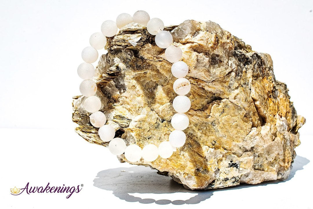 Matte White Agate Bracelet- 8mm