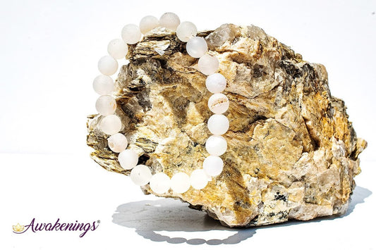 Matte White Agate Bracelet- 8mm