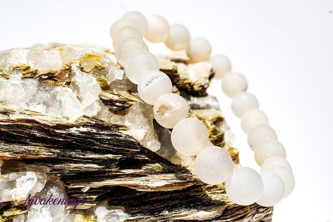 Matte White Agate Bracelet- 8mm