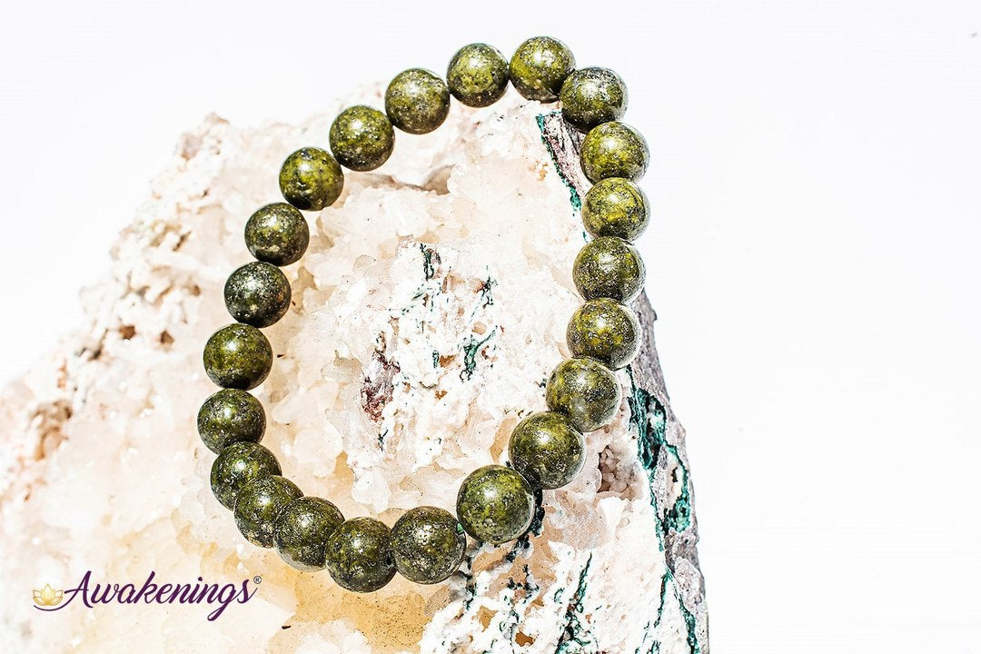 Epidote With Pyrite Bracelet -8mm