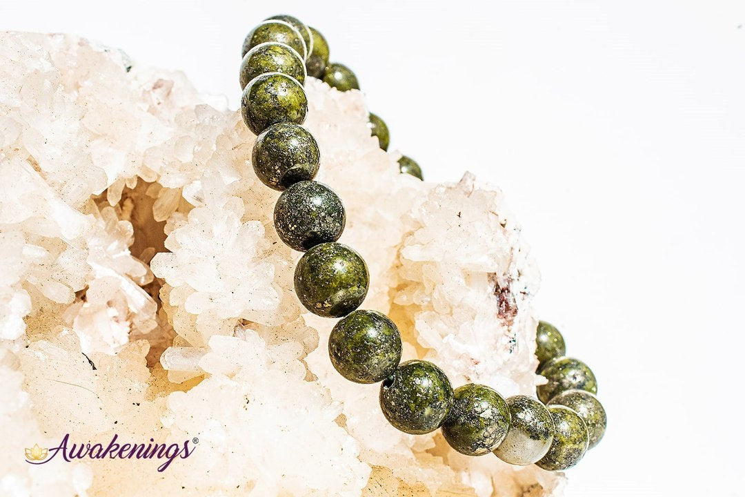 Epidote With Pyrite Bracelet -8mm