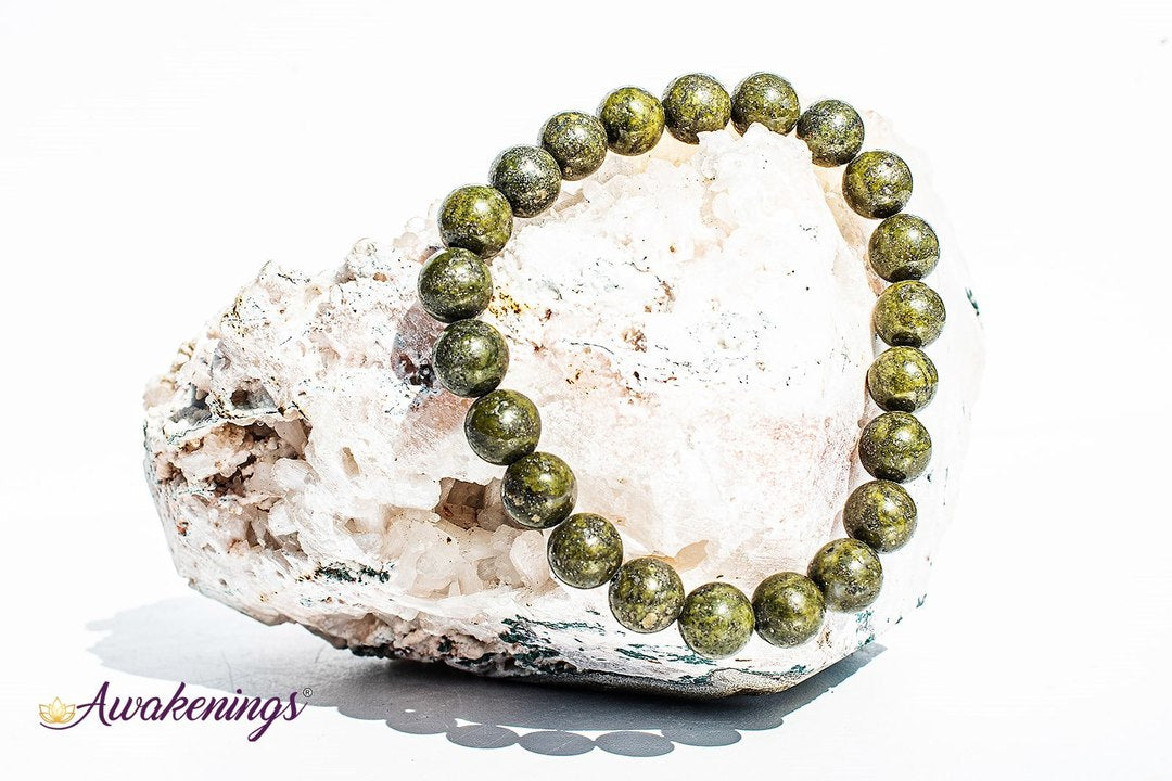 Epidote With Pyrite Bracelet -8mm