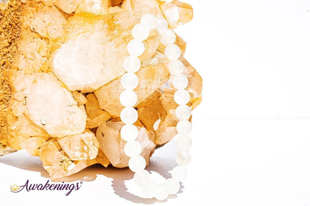 White Moonstone Bracelet-  8mm