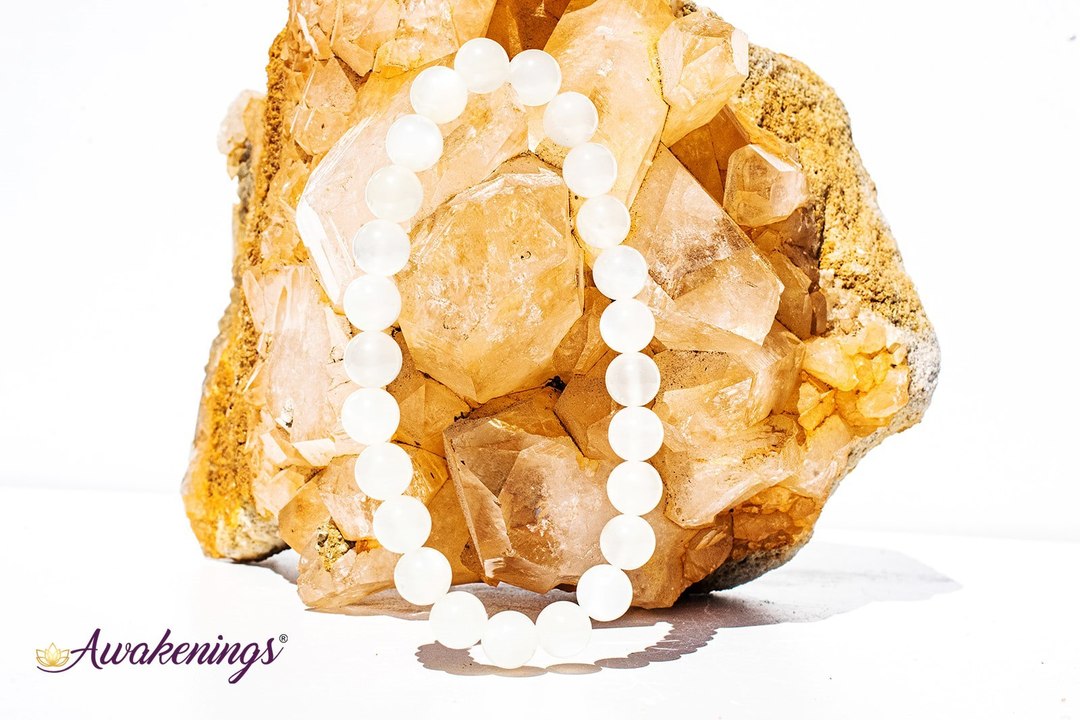 White Moonstone Bracelet-  8mm