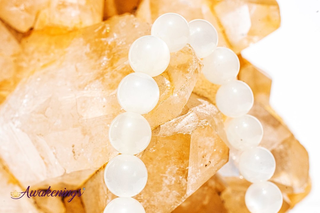 White Moonstone Bracelet-  8mm