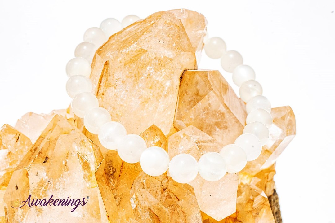 White Moonstone Bracelet-  8mm