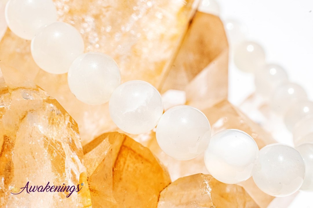 White Moonstone Bracelet-  8mm