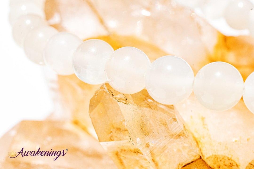White Moonstone Bracelet-  8mm