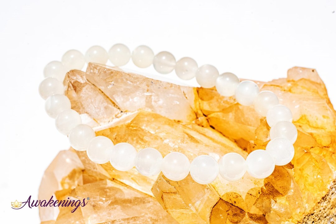 White Moonstone Bracelet-  8mm