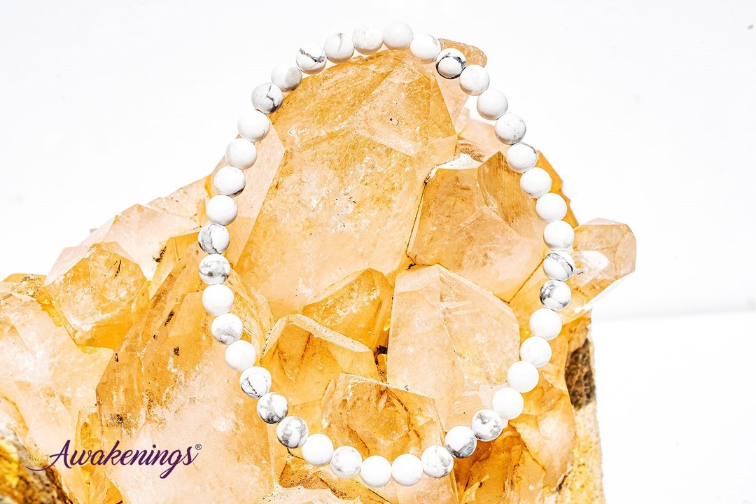 White Howlite Bracelet- 4mm