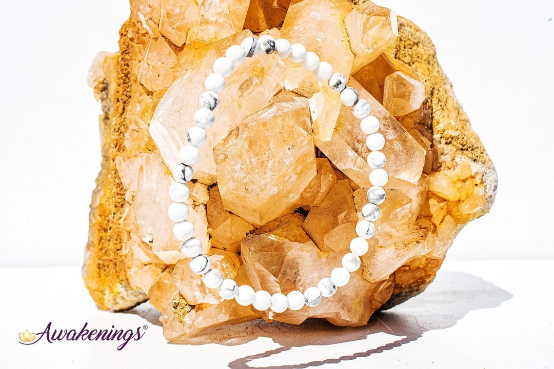 White Howlite Bracelet- 4mm