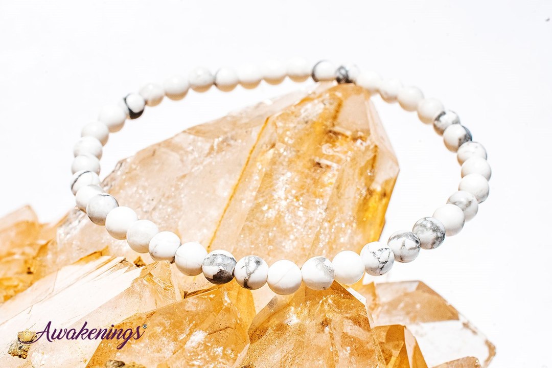 White Howlite Bracelet- 4mm