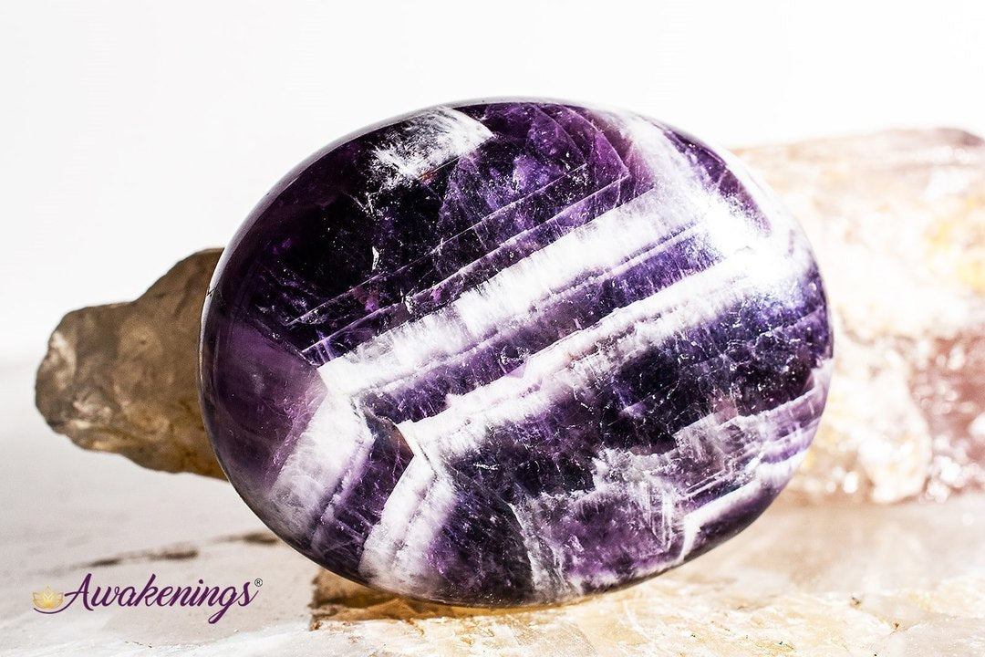 Chevron Amethyst Palm/Pillow Stone- Large