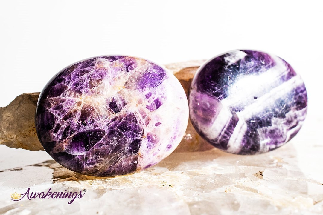Chevron Amethyst Palm/Pillow Stone- Large