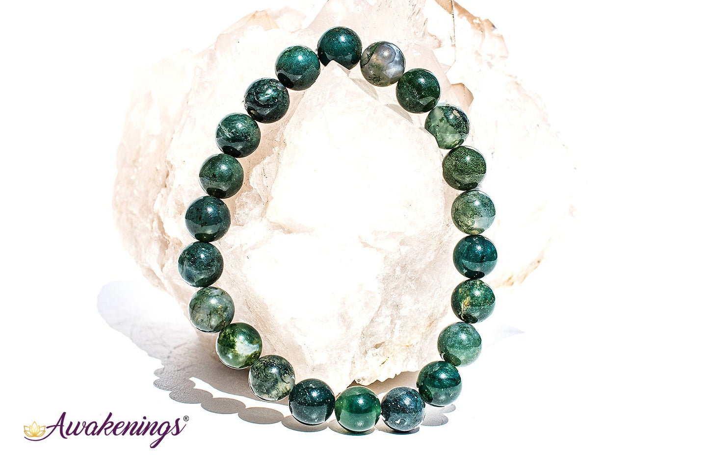 Moss Agate Bracelet- 8mm