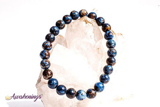 AAA Grade  Scorzalite Spinel With Muscovite in Pegmatite Bracelet - 8mm