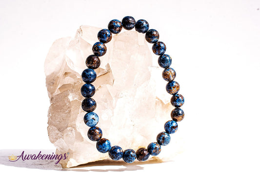 AAA Grade  Scorzalite Spinel With Muscovite in Pegmatite Bracelet - 8mm