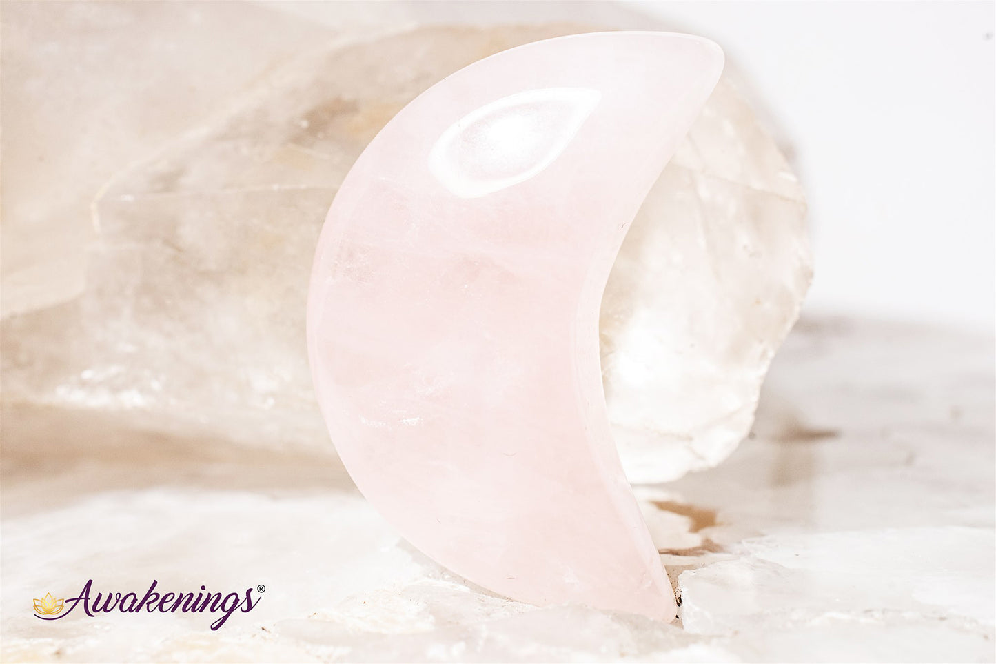 Rose Quartz Crescent Moons-Medium