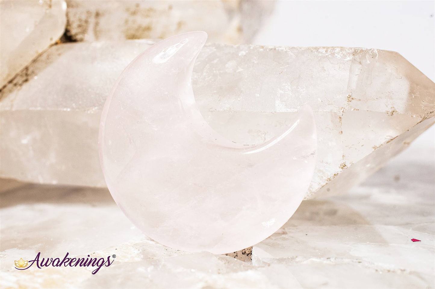 Rose Quartz Crescent Moons-Medium