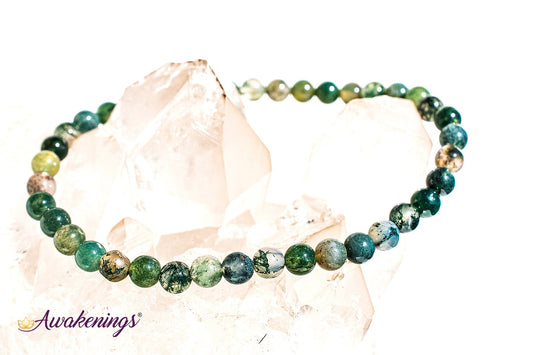 Moss Agate Bracelet-4mm