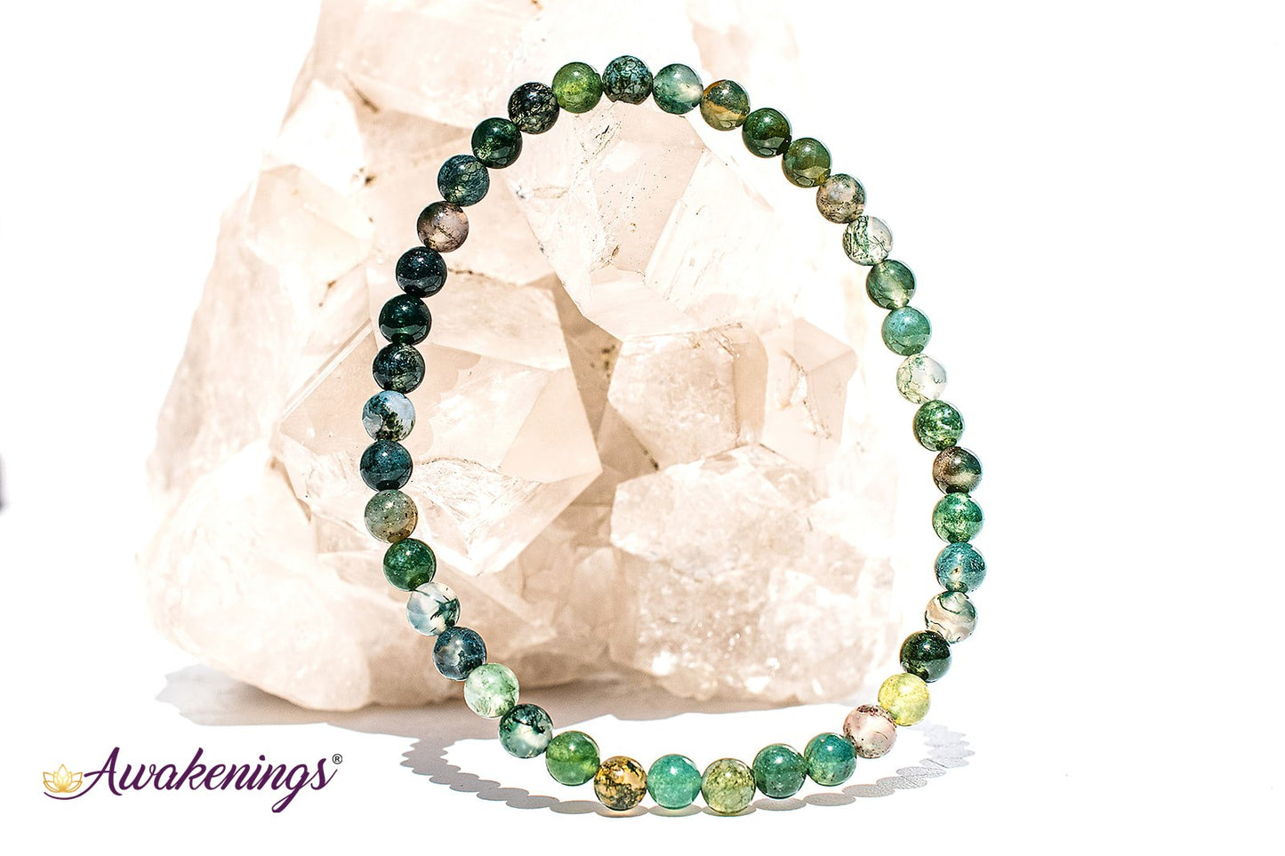 Moss Agate Bracelet-4mm
