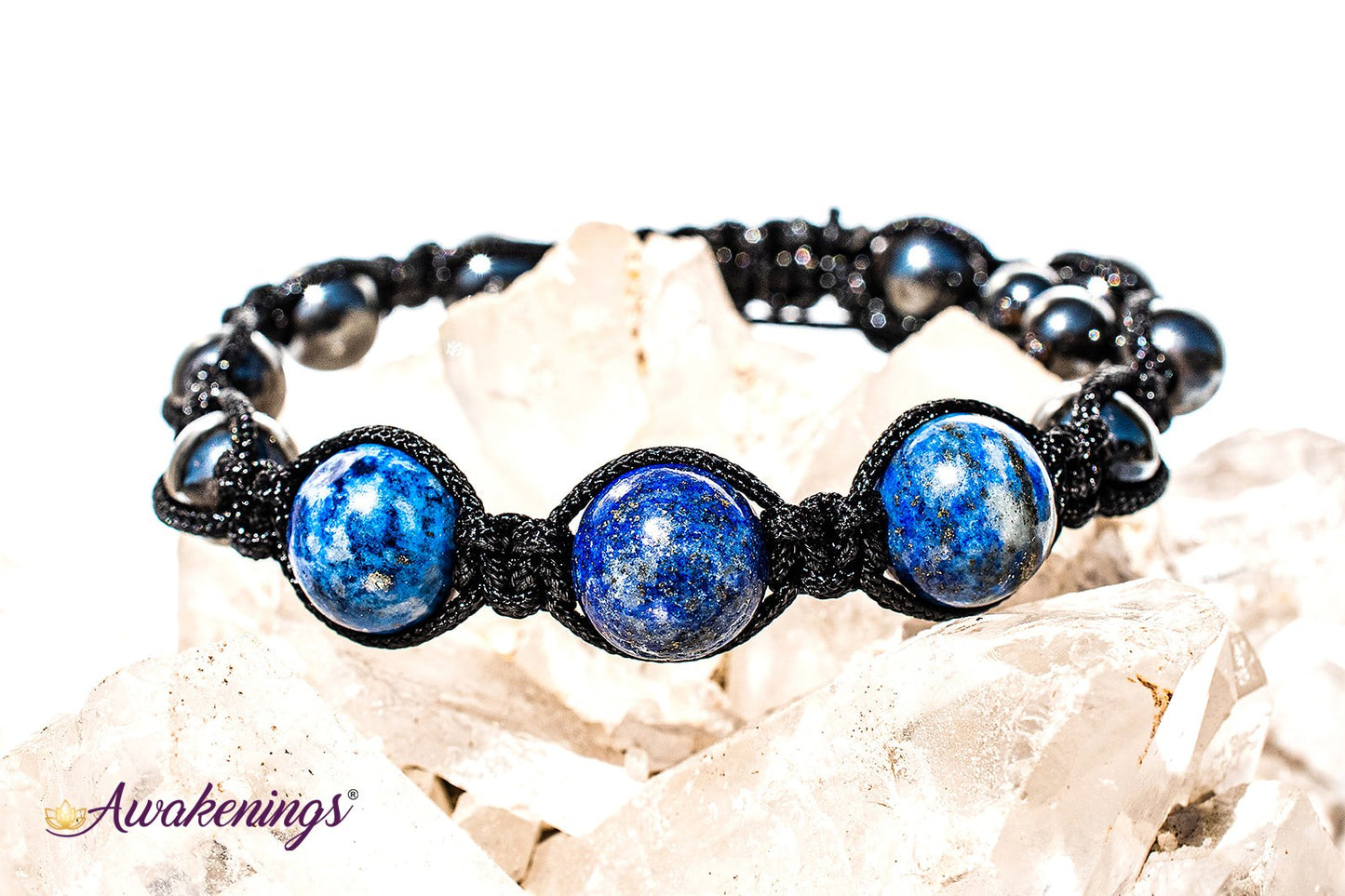 Lapis Lazuli & Hematite Bracelet-Shamballa Paracord