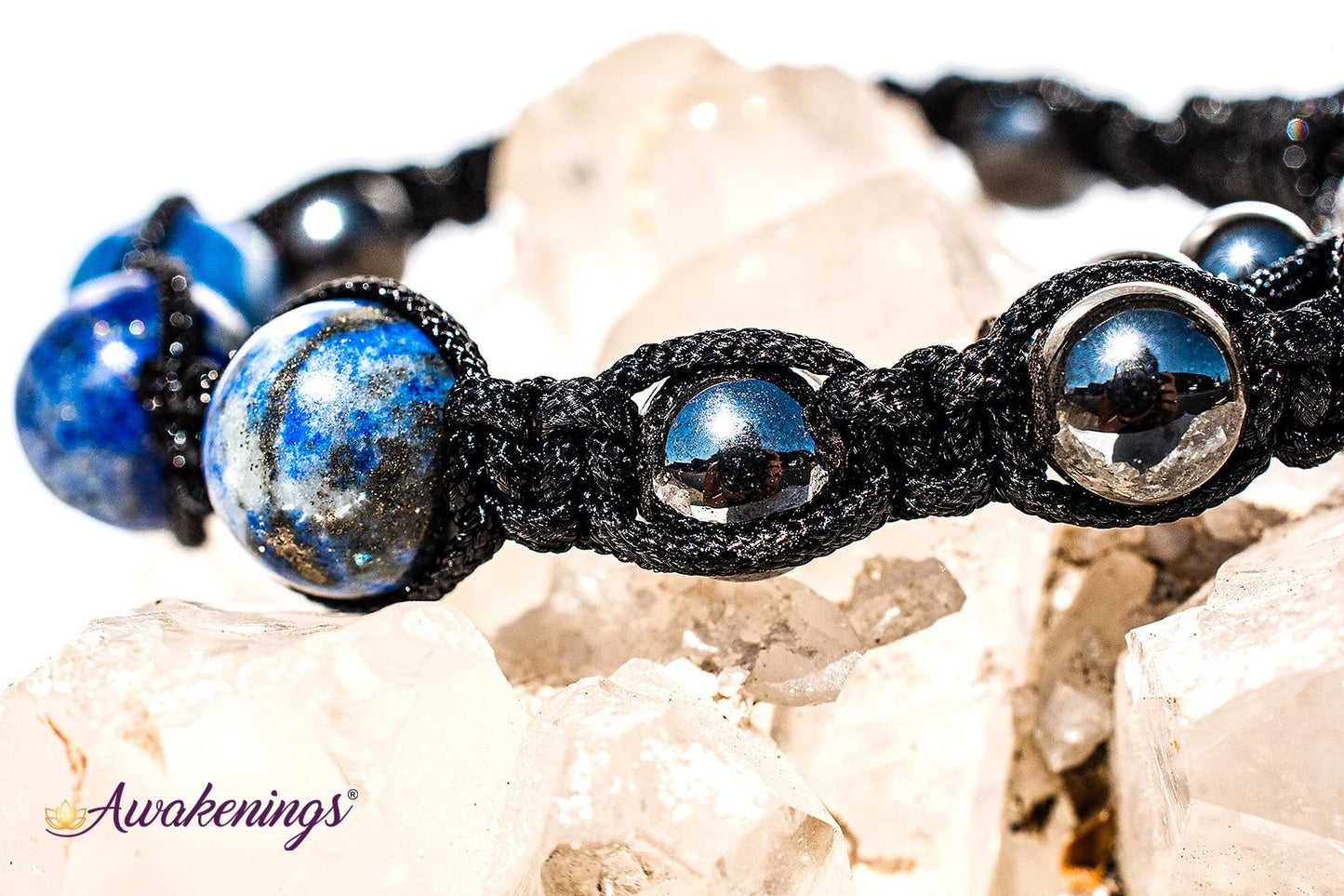 Lapis Lazuli & Hematite Bracelet-Shamballa Paracord