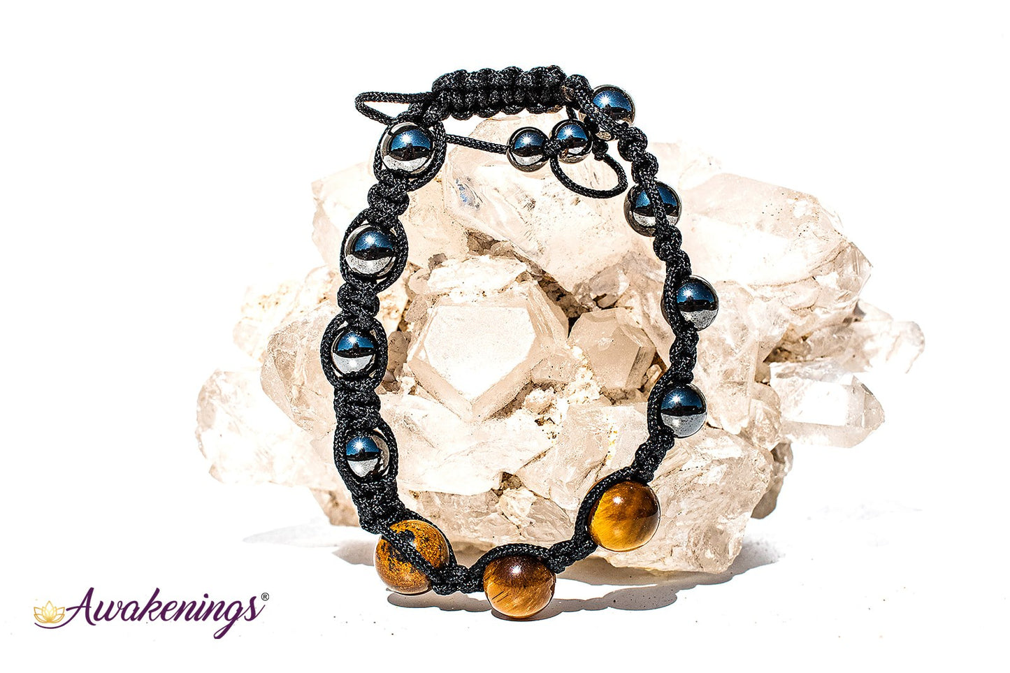 Gold Tigers Eye  & Hematite Bracelet-Shamballa Paracord
