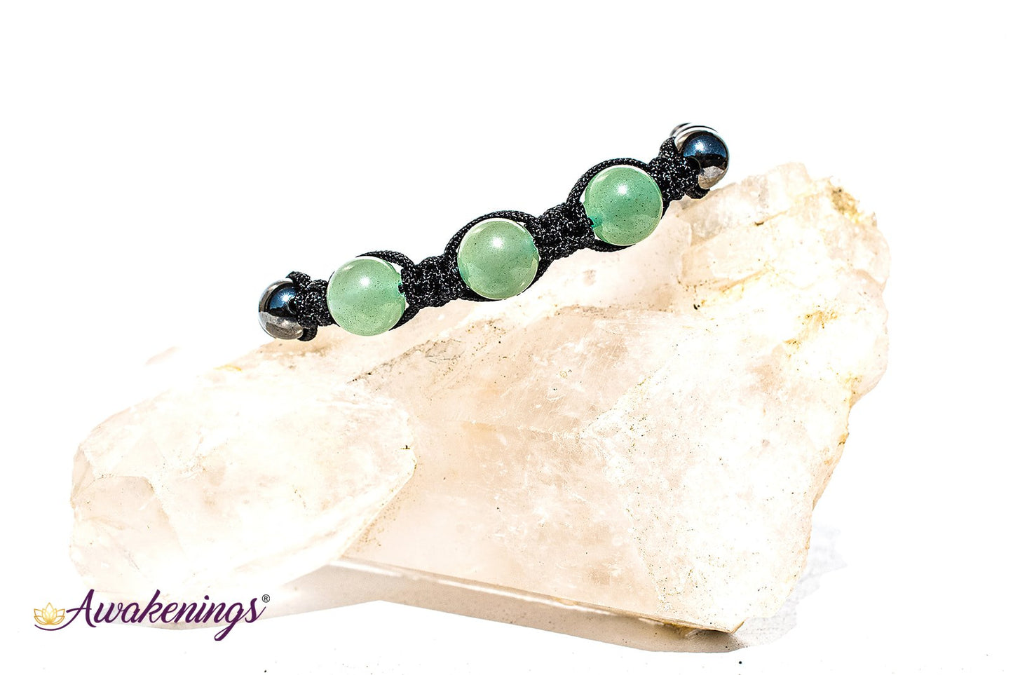 Green Aventurine & Hematite Bracelet-Shamballa Paracord